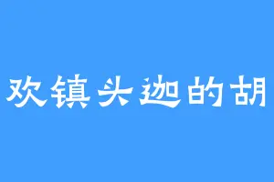 喜欢镇头迦的胡少