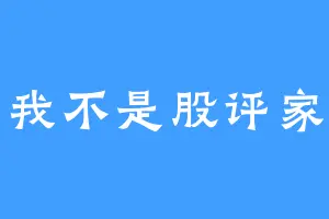 我不是股评家
