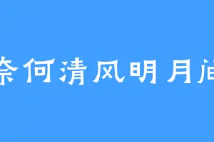 奈何清风明月间